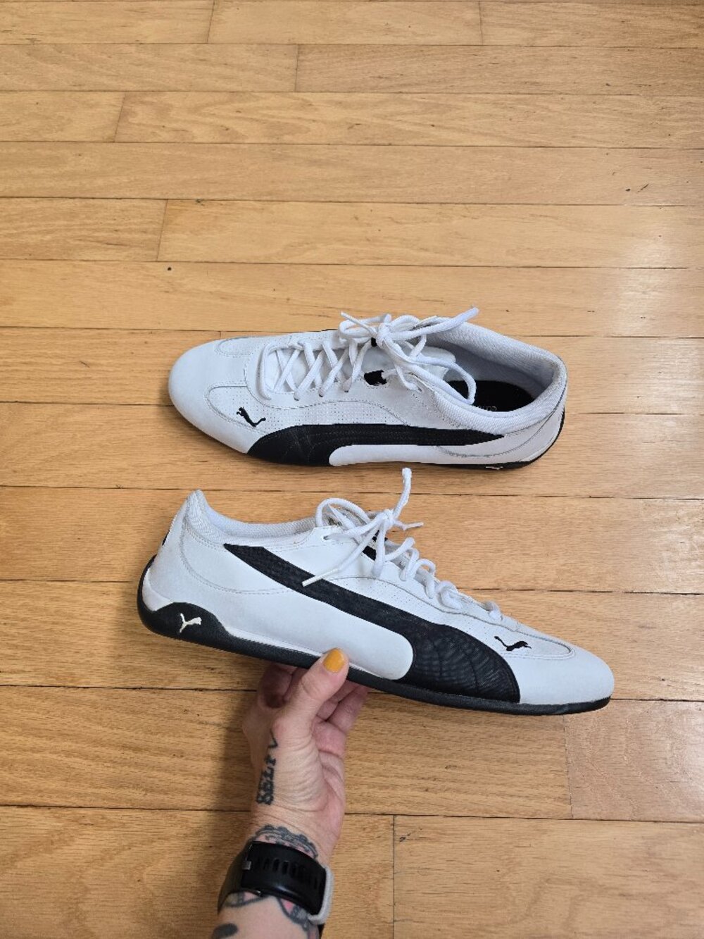 Puma | Future Cat M1 Big Link White Black Leather Flat Sole Sneakers MENS 13